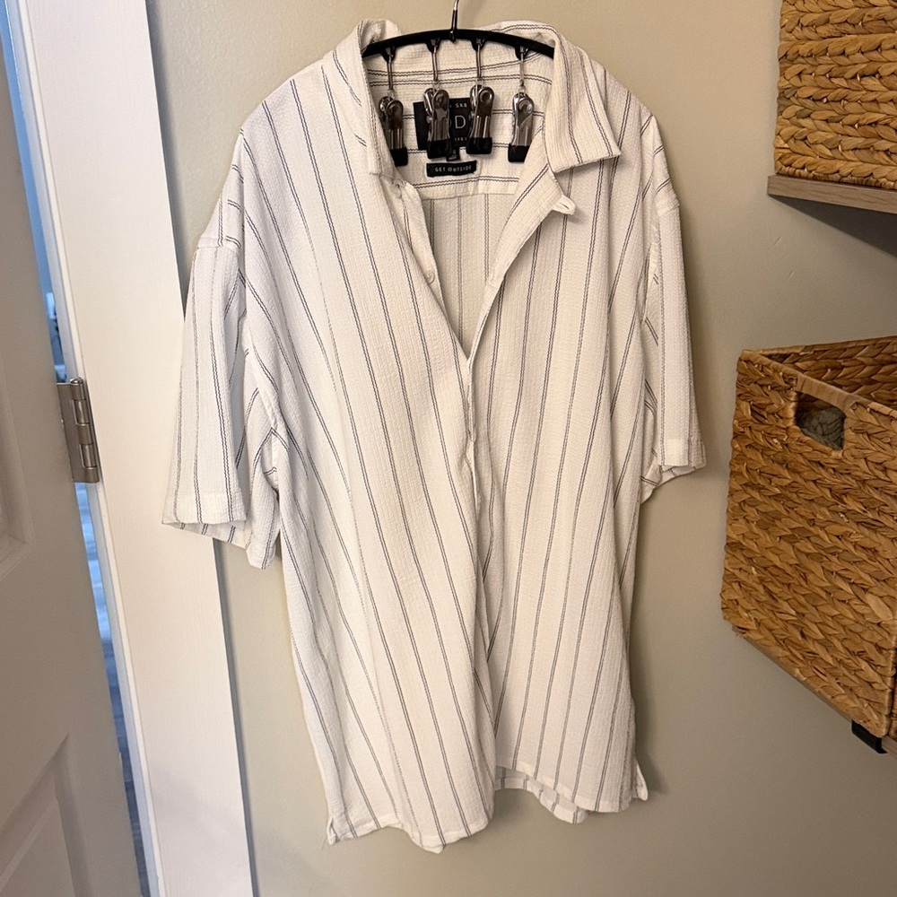 Croft & Barrow White and Gray Striped Shirt